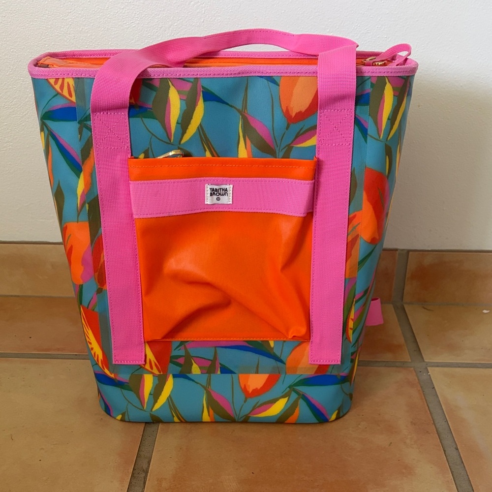 Tabitha Brown Vibrant Floral Tote Cooler Bag - Pink and Orange